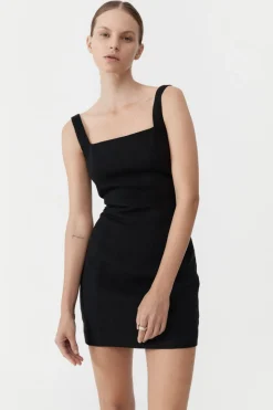 Dresses*St. Agni Linen Square Neck Mini Dress - Black