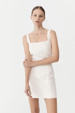 Tailoring*St. Agni Linen Square Neck Mini Dress - Ivory
