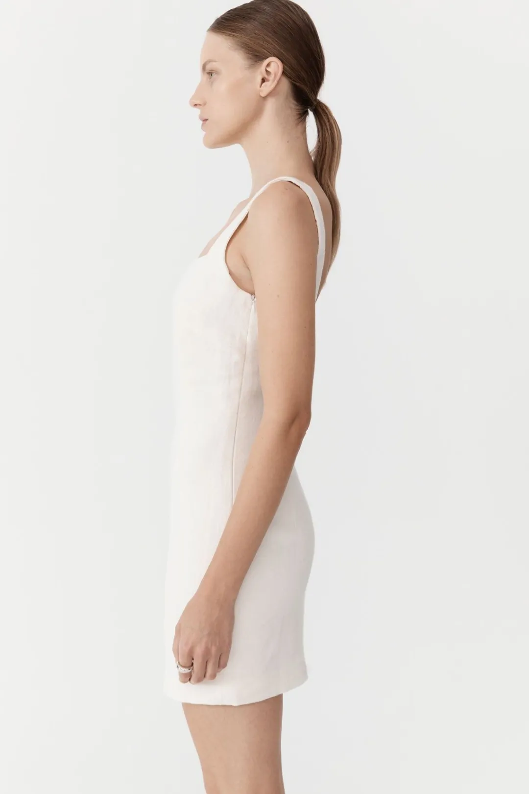 Tailoring*St. Agni Linen Square Neck Mini Dress - Ivory