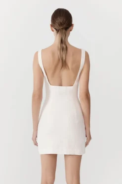 Tailoring*St. Agni Linen Square Neck Mini Dress - Ivory