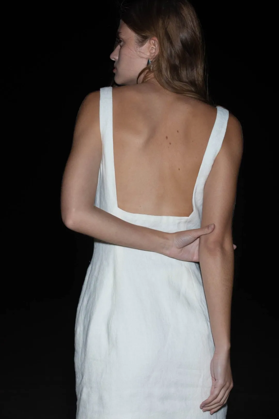 Tailoring*St. Agni Linen Square Neck Mini Dress - Ivory