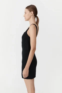 Tailoring*St. Agni Linen Square Neck Mini Dress - Black