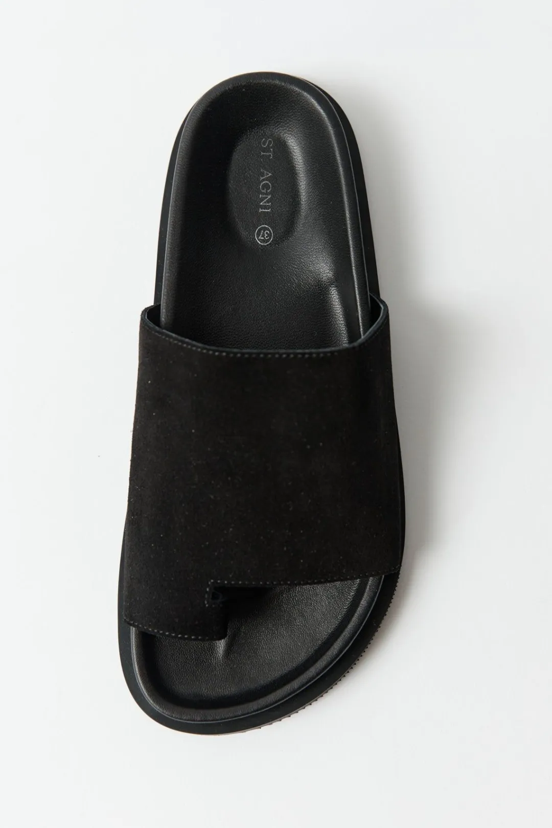 Unisex*St. Agni Loe Suede Slide - Black