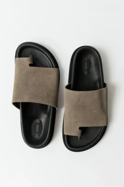 Unisex*St. Agni Loe Suede Slide - Kelp