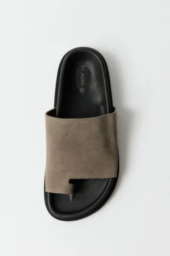 Unisex*St. Agni Loe Suede Slide - Kelp