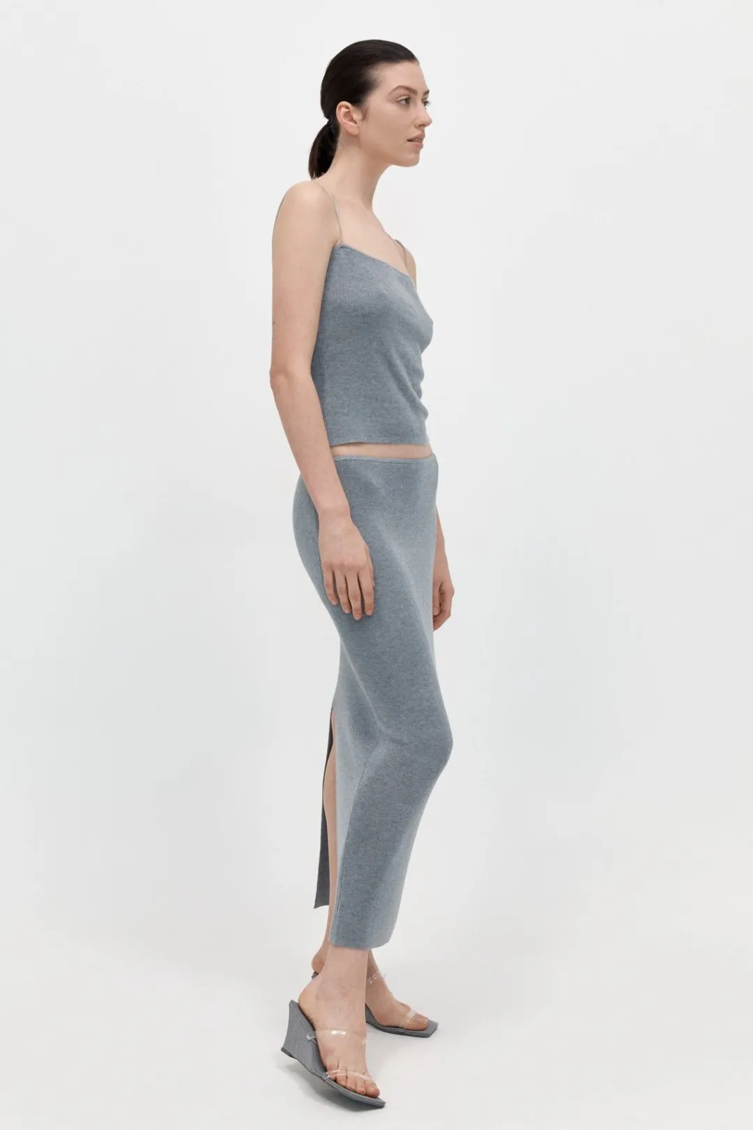 Knitwear*St. Agni Low Waist Knit Skirt - Grey Marle