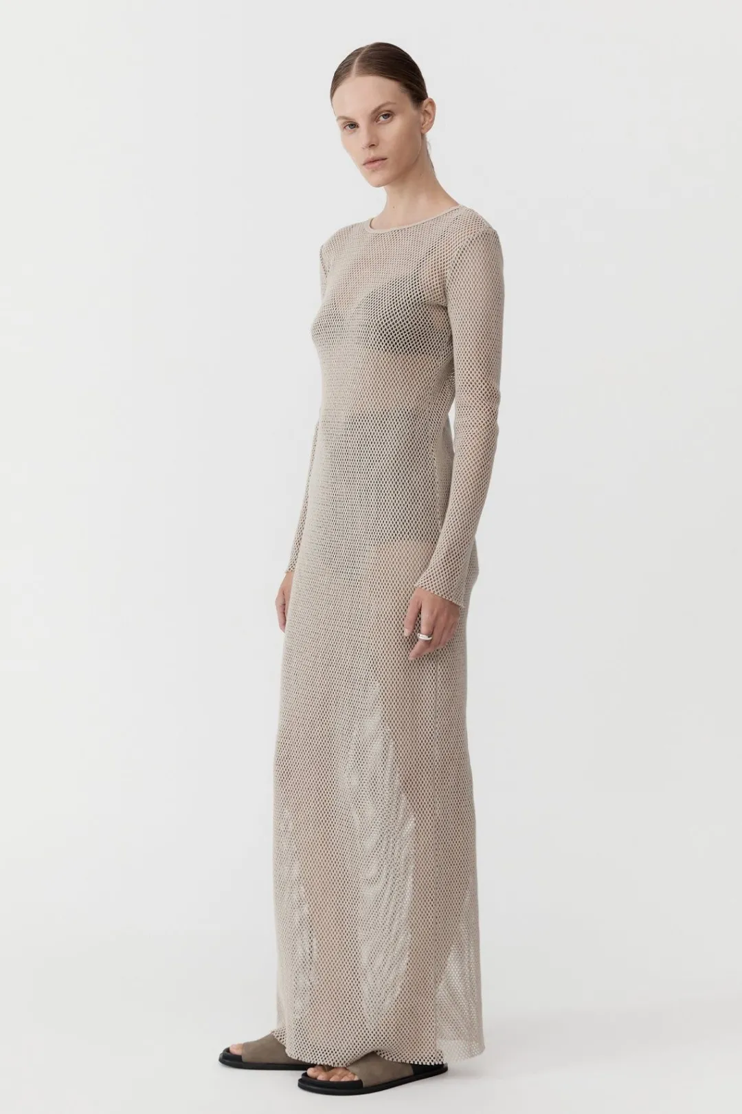 Knitwear*St. Agni Mesh Long Sleeve Dress - Aloe