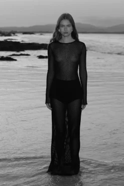 Dresses*St. Agni Mesh Long Sleeve Dress - Black