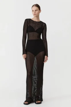 Knitwear*St. Agni Mesh Long Sleeve Dress - Black