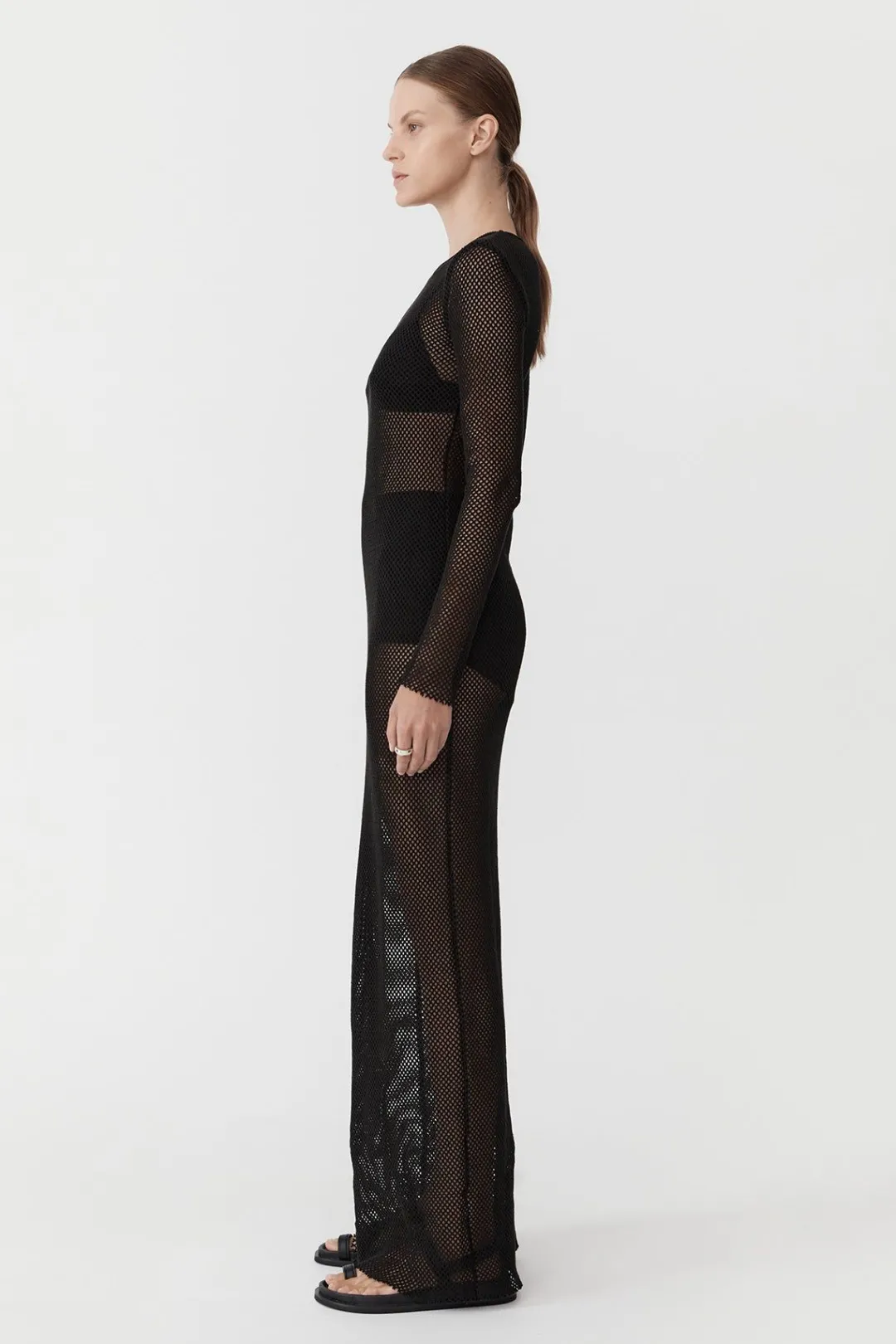 Knitwear*St. Agni Mesh Long Sleeve Dress - Black
