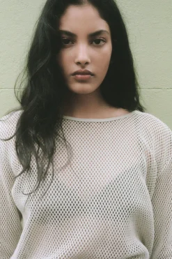 Jumpers*St. Agni Mesh Long Sleeve Top - Aloe