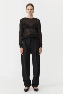Jumpers*St. Agni Mesh Long Sleeve Top - Black