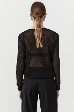 Knitwear*St. Agni Mesh Long Sleeve Top - Black