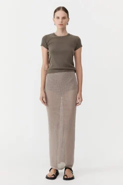 Knitwear*St. Agni Mesh Maxi Skirt - Fog