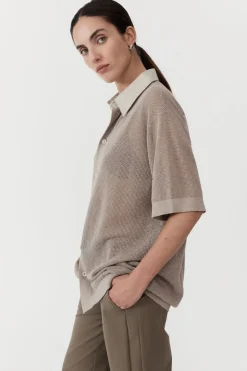 Knitwear*St. Agni Mesh Short Sleeve Shirt - Fog
