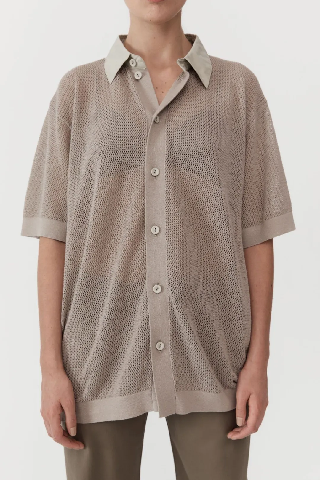 Knitwear*St. Agni Mesh Short Sleeve Shirt - Fog