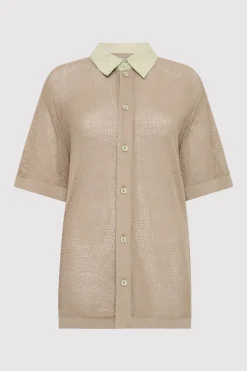 Knitwear*St. Agni Mesh Short Sleeve Shirt - Fog