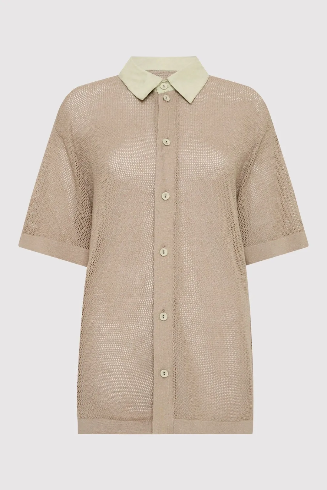Knitwear*St. Agni Mesh Short Sleeve Shirt - Fog