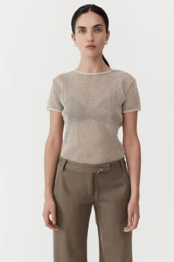 Knitwear*St. Agni Mesh Short Sleeve Tee - Aloe