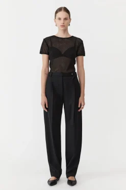 Tops*St. Agni Mesh Short Sleeve Tee - Black