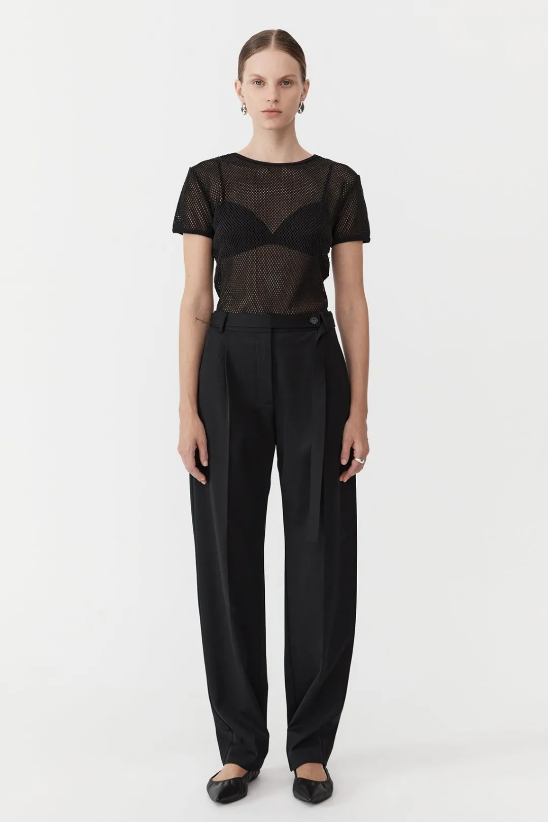 Tops*St. Agni Mesh Short Sleeve Tee - Black