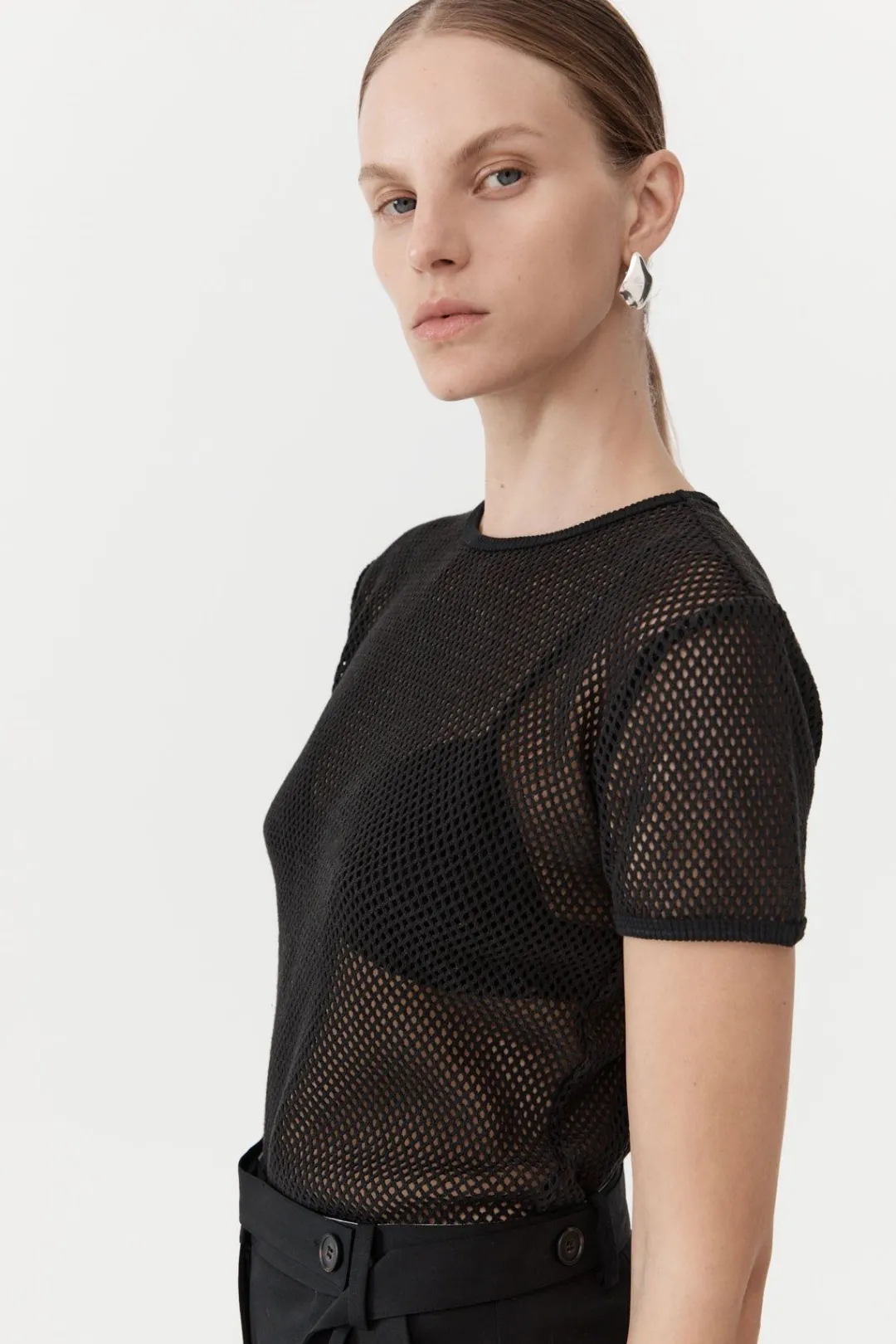 Tops*St. Agni Mesh Short Sleeve Tee - Black