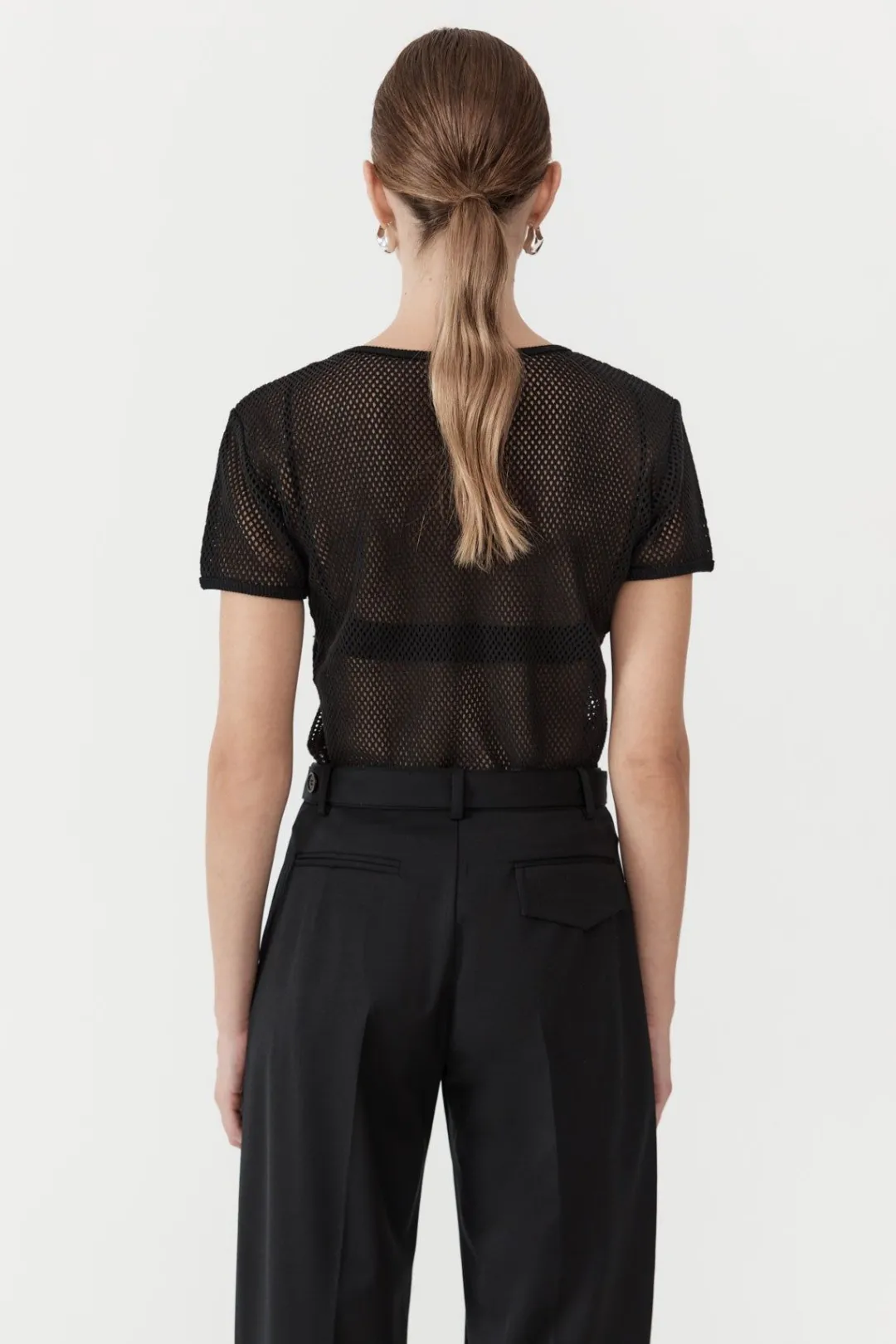 Tops*St. Agni Mesh Short Sleeve Tee - Black