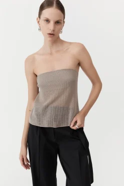 Knitwear*St. Agni Mesh Strapless Top - Fog