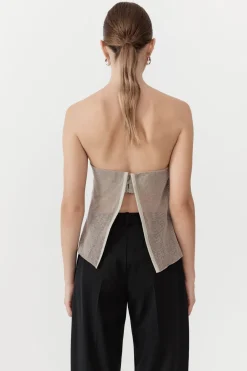 Tops*St. Agni Mesh Strapless Top - Fog