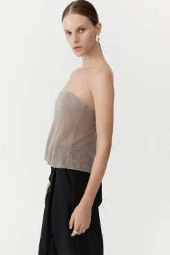 Tops*St. Agni Mesh Strapless Top - Fog