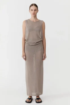 Dresses*St. Agni Mesh Tuck Back Maxi Dress - Fog