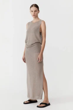 Dresses*St. Agni Mesh Tuck Back Maxi Dress - Fog