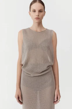 Dresses*St. Agni Mesh Tuck Back Maxi Dress - Fog