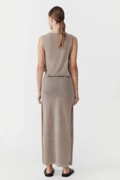 Dresses*St. Agni Mesh Tuck Back Maxi Dress - Fog
