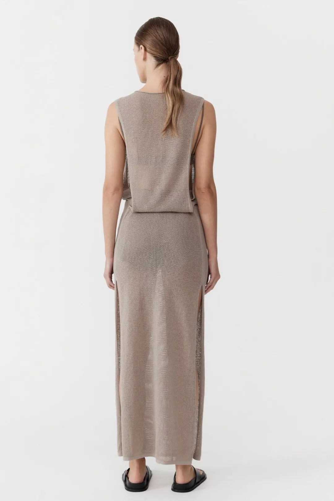 Dresses*St. Agni Mesh Tuck Back Maxi Dress - Fog