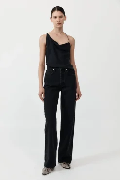 Pants*St. Agni Mid Rise Wide Leg - Washed Black