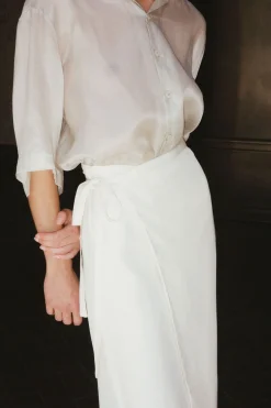 Skirts*St. Agni Midi Wrap Skirt - Cool White