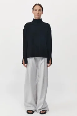 Jumpers*St. Agni Mock Neck Rib Knit Jumper - Black