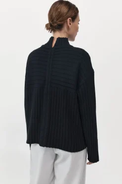 Jumpers*St. Agni Mock Neck Rib Knit Jumper - Black