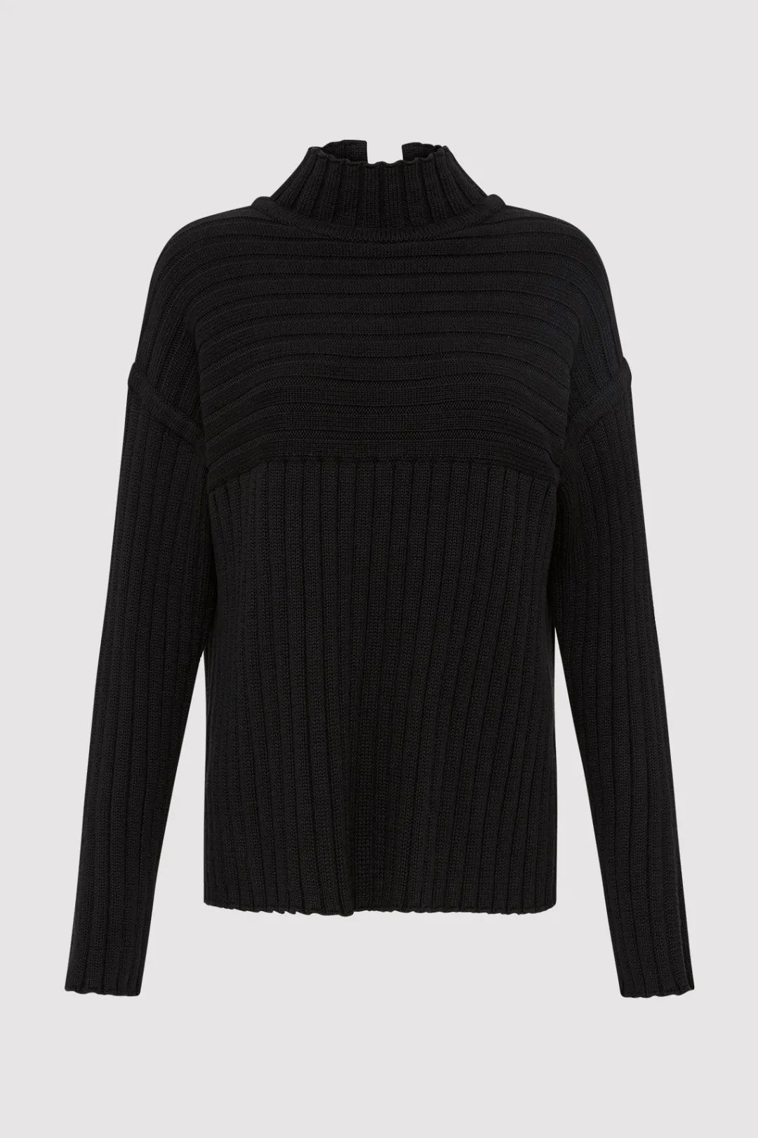 Jumpers*St. Agni Mock Neck Rib Knit Jumper - Black