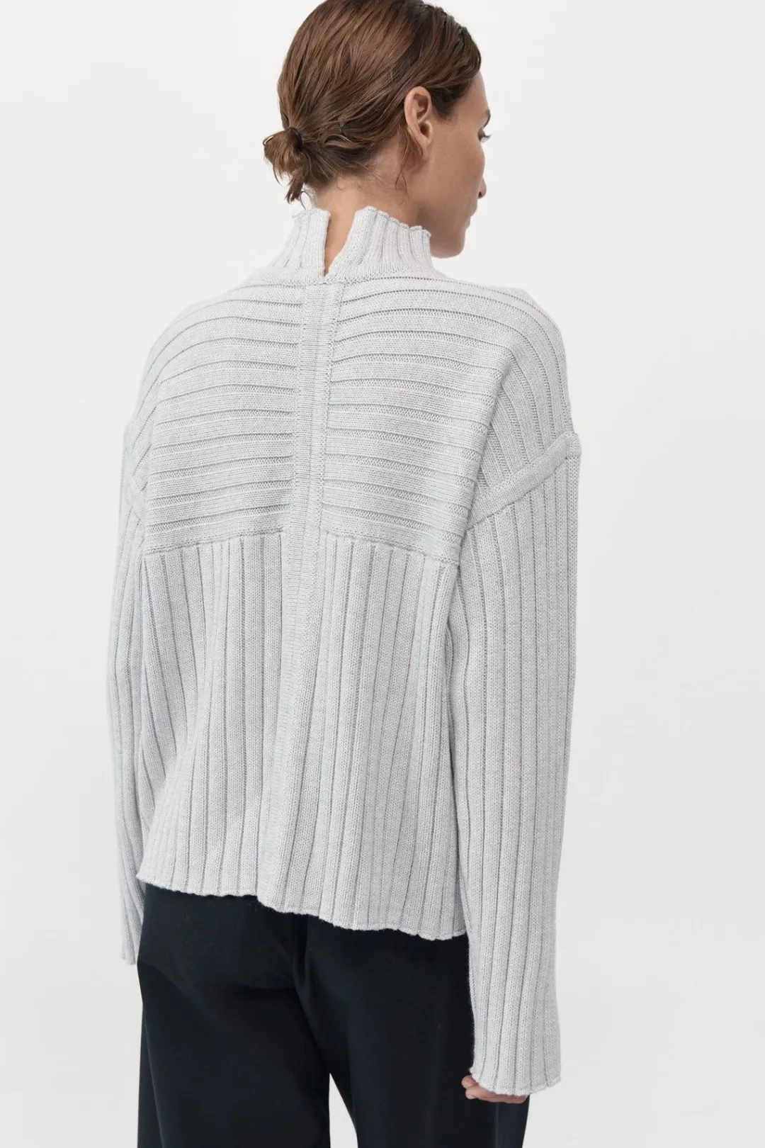 Knitwear*St. Agni Mock Neck Rib Knit Jumper - Soft Grey