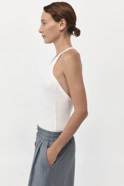 Tops*St. Agni Organic Cotton Abstract Singlet - White