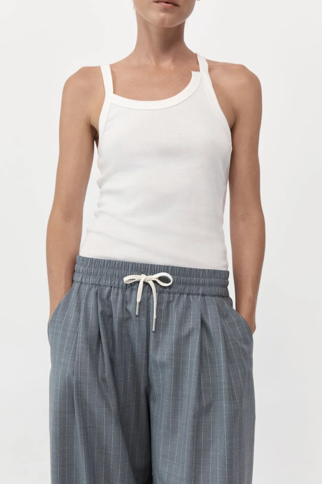Basics*St. Agni Organic Cotton Abstract Singlet - White