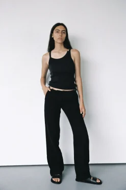 Tops*St. Agni Organic Cotton Abstract Singlet - Black
