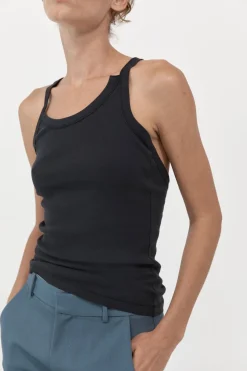 Basics*St. Agni Organic Cotton Abstract Singlet - Black