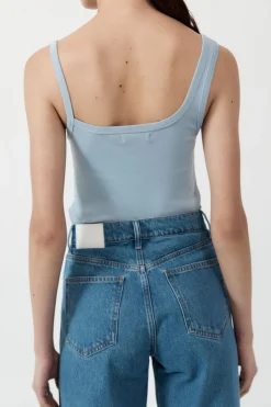 Tops*St. Agni Organic Cotton Asymm Tank - Stone Blue