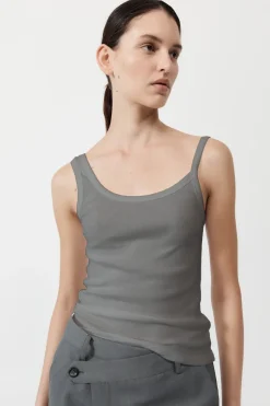 Basics*St. Agni Organic Cotton Asymm Tank - Pewter Grey