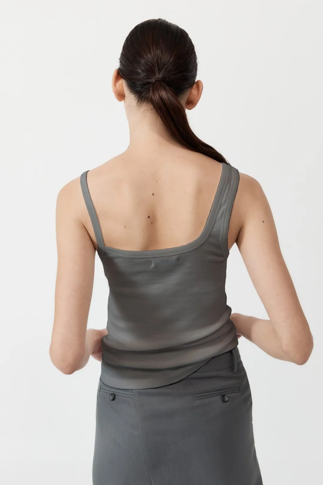 Basics*St. Agni Organic Cotton Asymm Tank - Pewter Grey