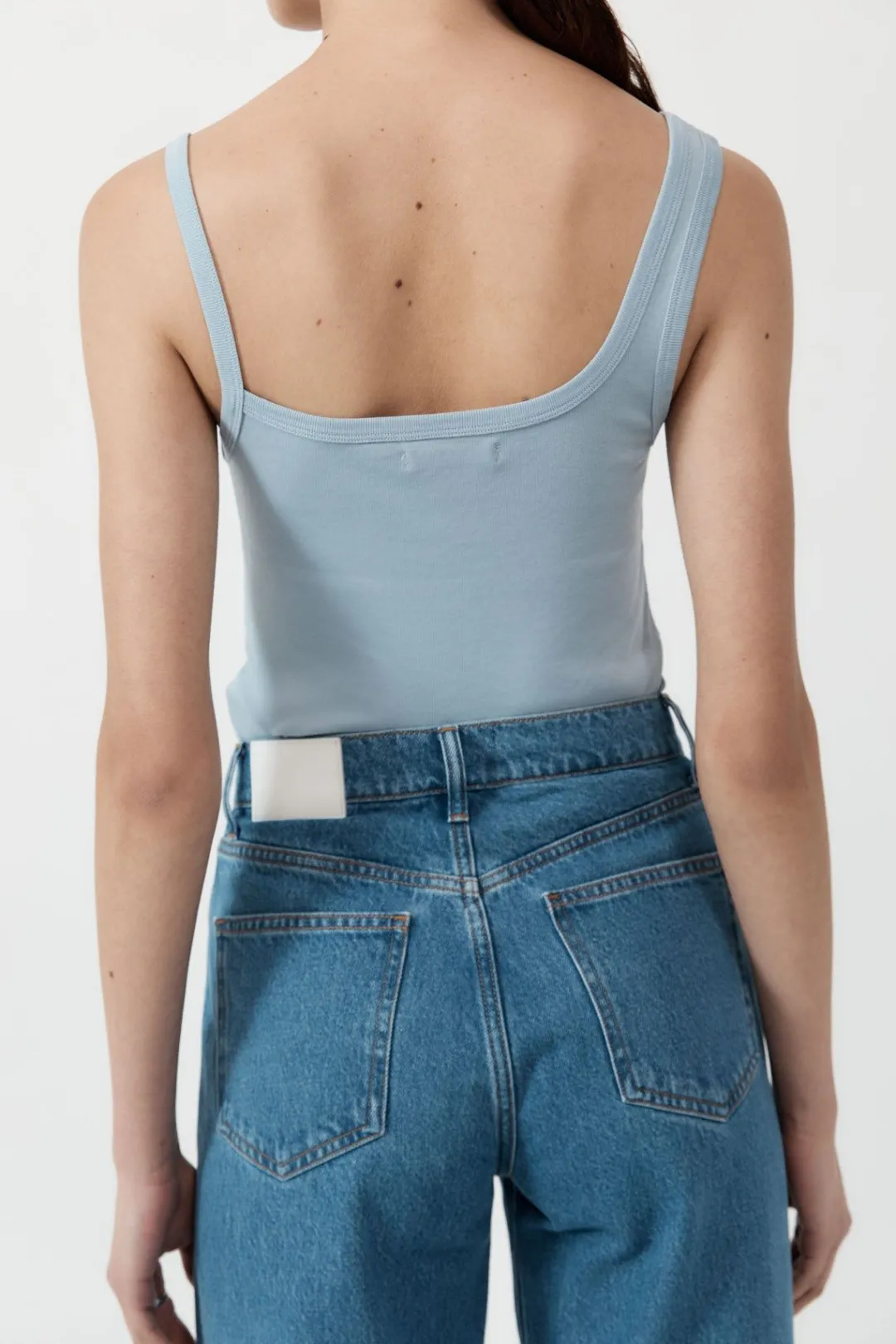 Singlets*St. Agni Organic Cotton Asymm Tank - Stone Blue