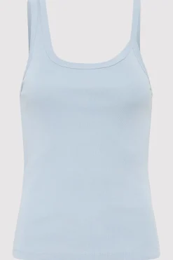 Singlets*St. Agni Organic Cotton Asymm Tank - Stone Blue